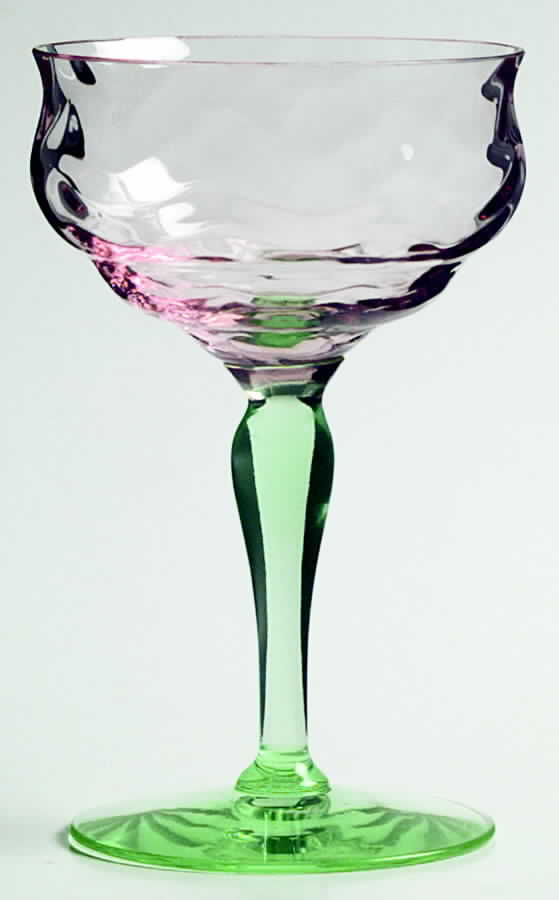 15012 (Pink Bowl, Green Stem) Champagne/Tall Sherbet by Tiffin-Franciscan-1