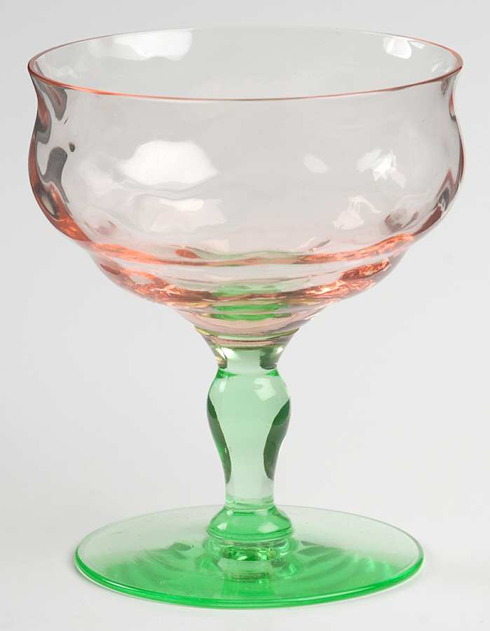 15012 (Pink Bowl, Green Stem) Low Sherbet by Tiffin-Franciscan-1