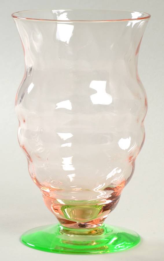 15012 (Pink Bowl, Green Stem) 8 Oz Footed Tumbler by Tiffin-Franciscan-1
