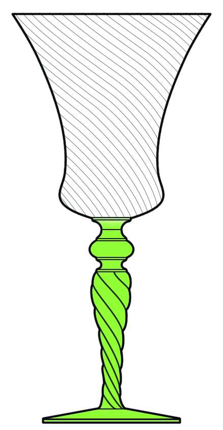 15022 (Swirl Opt Clr Bowl, Greenstem) Water Goblet by Tiffin-Franciscan-1