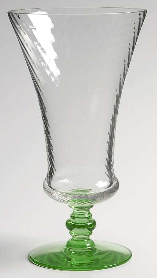 15022 (Spiral Optic Clear Bowl, Green Base) Iced Tea by Tiffin-Franciscan-1