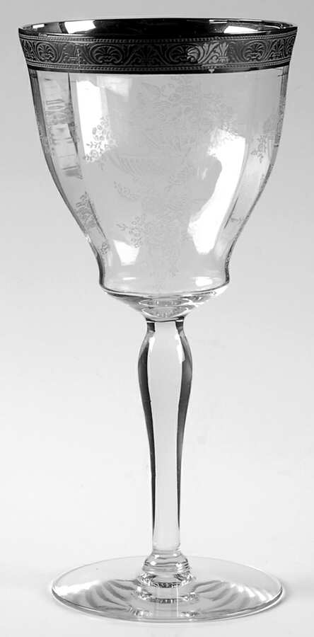 Athens Diana Clear (Platinum Encrusted) Water Goblet by Tiffin-Franciscan-1