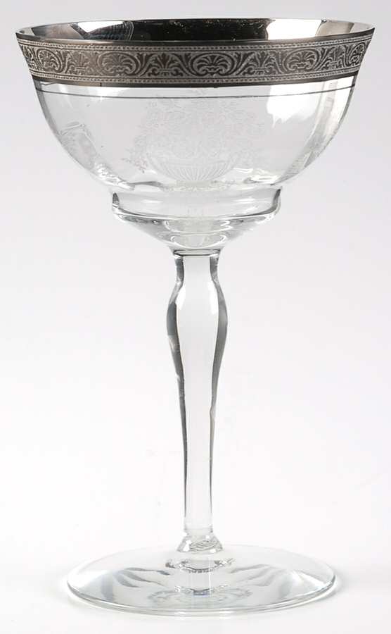 Athens Diana Clear (Platinum Encrusted) Champagne/Tall Sherbet by Tiffin-Franciscan-1