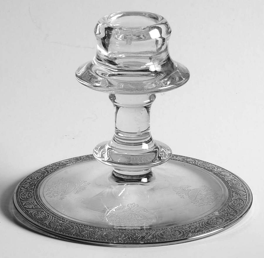Athens Diana Clear (Platinum Encrusted) Single Light Candlestick by Tiffin-Franciscan-1