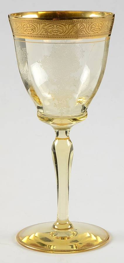 Athens Diana Gold (Yellow, Gold Encrusted) Wine Glass by Tiffin-Franciscan-1
