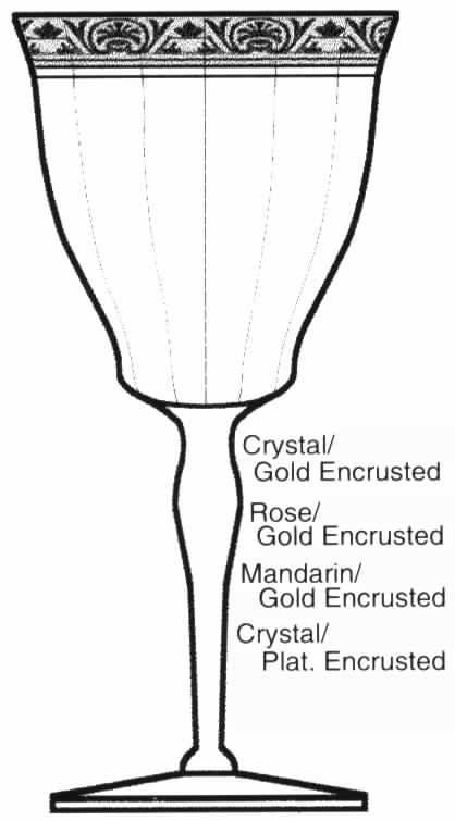 Athens Clear (Gold Encrusted, Optic) Water Goblet by Tiffin-Franciscan-1