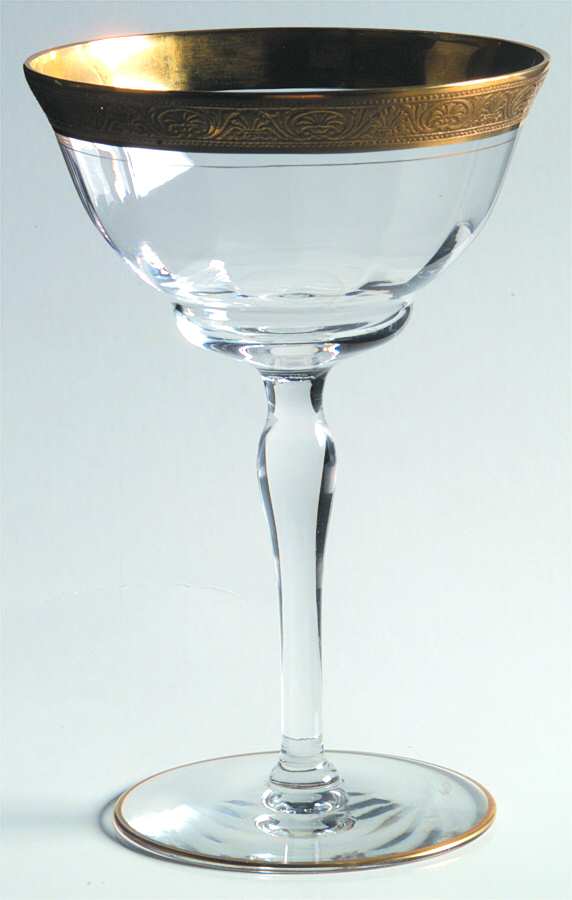 Athens Clear (Gold Encrusted, Optic) Champagne/Tall Sherbet by Tiffin-Franciscan-1