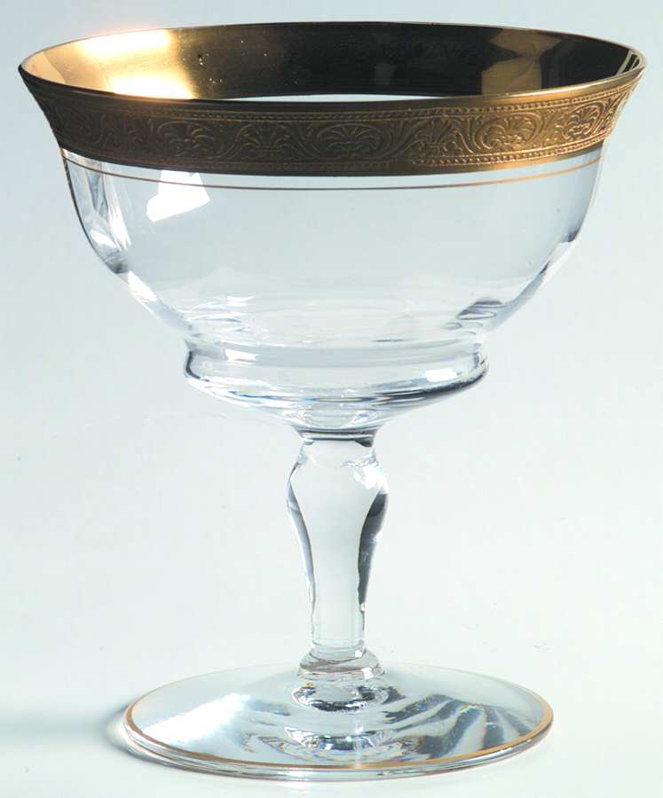 Athens Clear (Gold Encrusted, Optic) Low Sherbet by Tiffin-Franciscan-1
