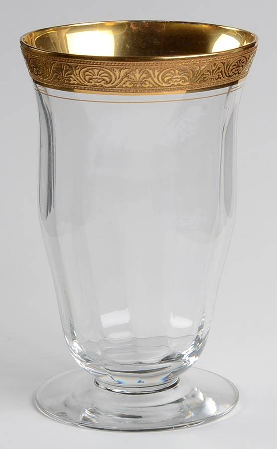 Athens Clear (Gold Encrusted, Optic) 8 Oz Footed Tumbler by Tiffin-Franciscan-1