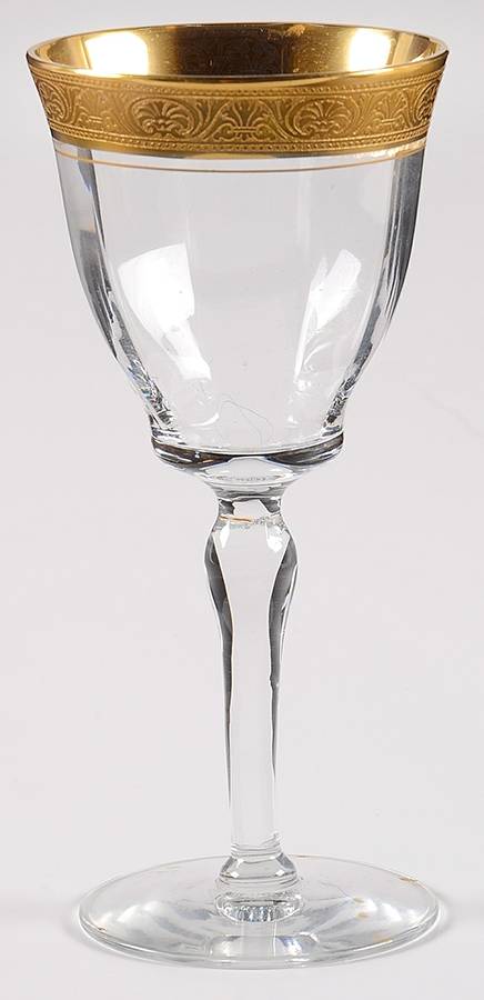 Athens Clear (Gold Encrusted, Optic) Wine Glass by Tiffin-Franciscan-1
