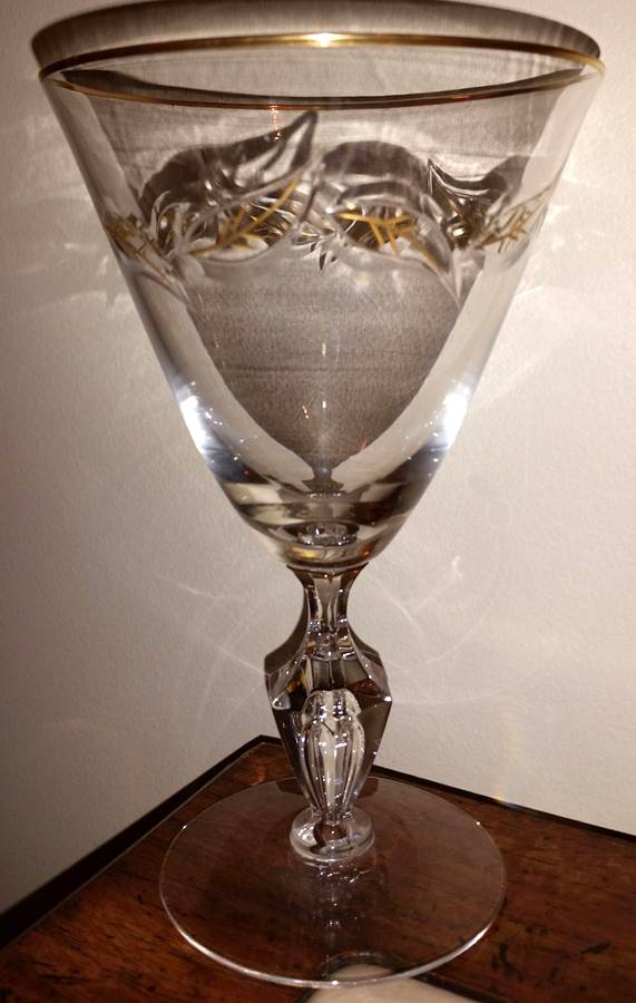 Autumn (Gold Encrusted Leaves) Water Goblet by Tiffin-Franciscan-1