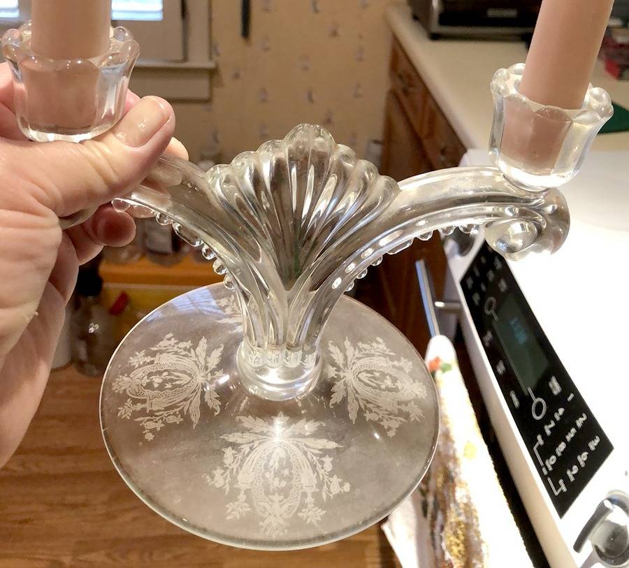 Blue Bell Double Light Candlestick by Tiffin-Franciscan-1