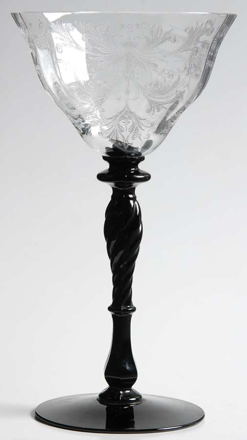 Byzantine Black (Clear Bowl) Champagne/Tall Sherbet by Tiffin-Franciscan-1