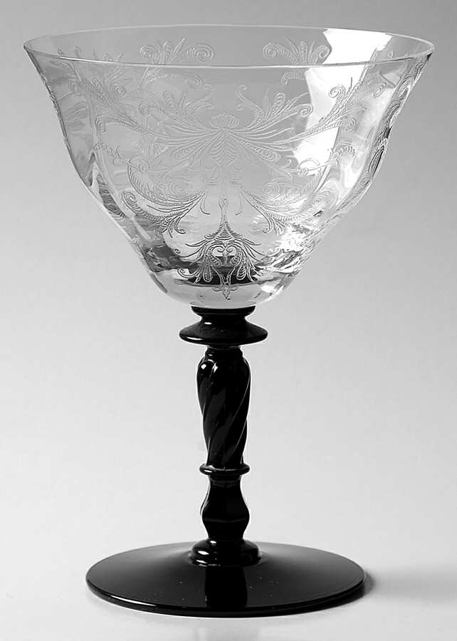 Byzantine Black (Clear Bowl) Low Sherbet by Tiffin-Franciscan-1
