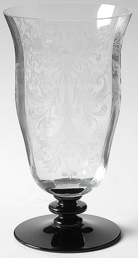 Byzantine Black (Clear Bowl) Footed Tumbler by Tiffin-Franciscan-1