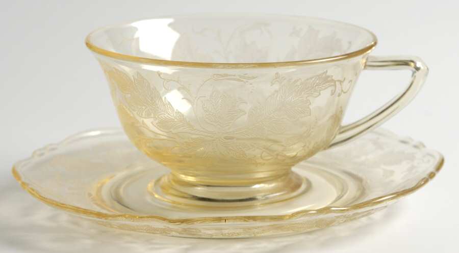 Cadena Amber (Mandarin Yellow) Cup & Saucer Set by Tiffin-Franciscan-1