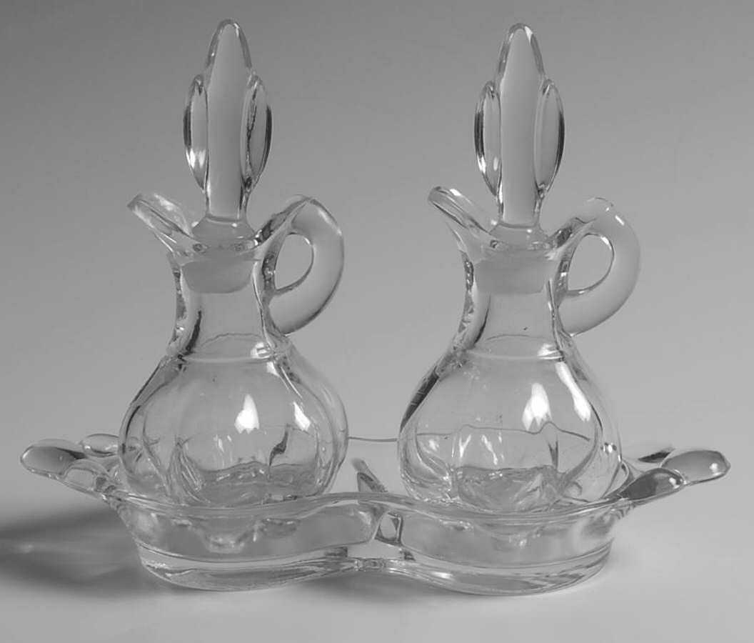 Canterbury Clear (5 Piece) Oil Cruet Set on Handled Tray by Tiffin-Franciscan-1