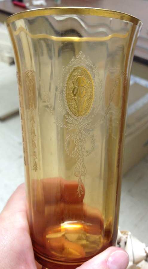 Charmain Amber Flat Tumbler by Tiffin-Franciscan-1