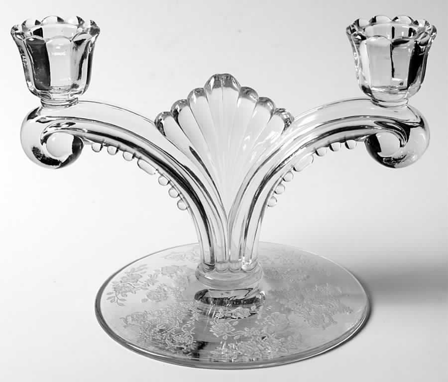 Cherokee Rose Double Light Candlestick by Tiffin-Franciscan-1