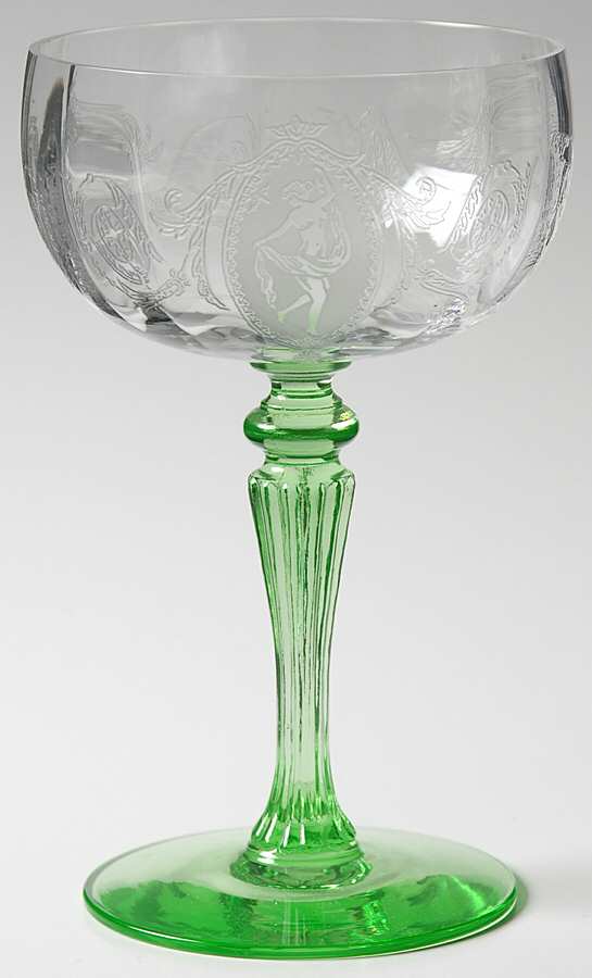 Classic Green (Stem 15016 Green) Champagne/Tall Sherbet by Tiffin-Franciscan-1