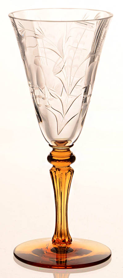 Cut 405 Amber and Clear Wine Glass by Tiffin-Franciscan-1