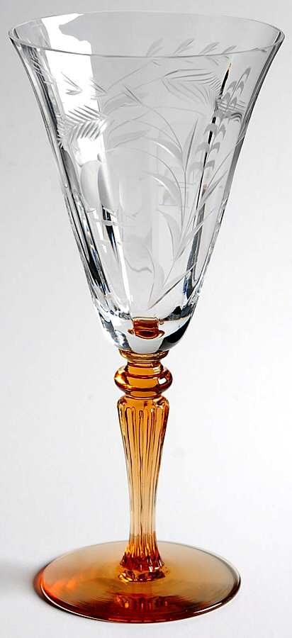 Cut 405 Amber and Clear Water Goblet by Tiffin-Franciscan-1