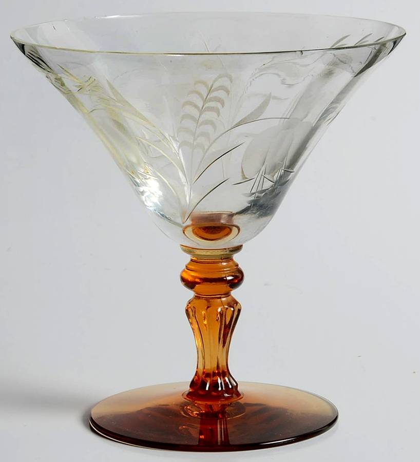 Cut 405 Amber and Clear Low Sherbet by Tiffin-Franciscan-1