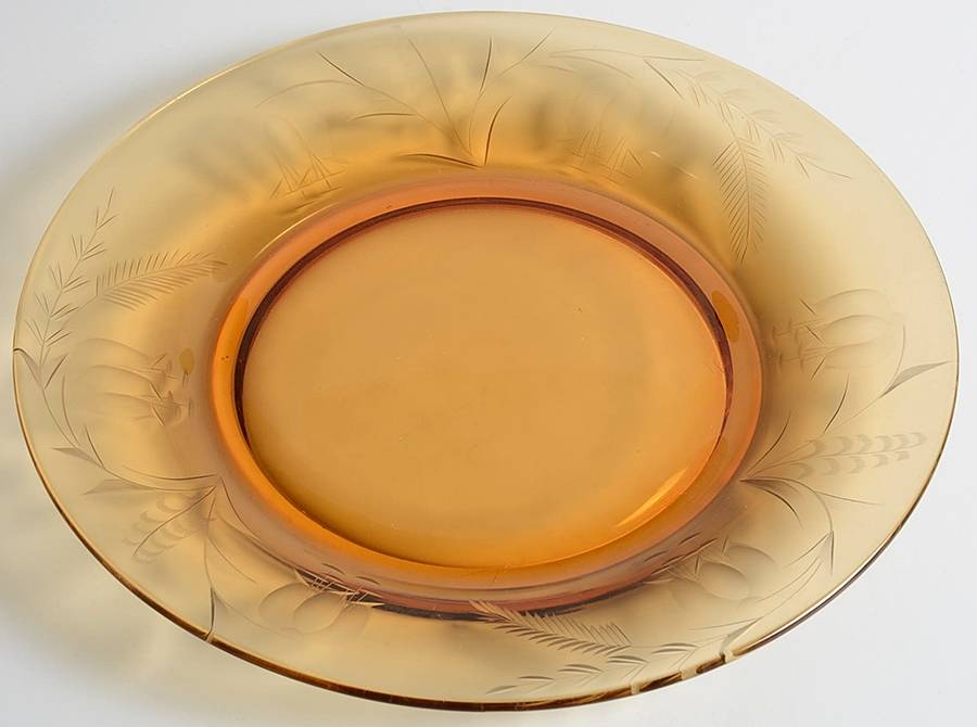 Cut 405 Amber and Clear Luncheon Plate by Tiffin-Franciscan-1