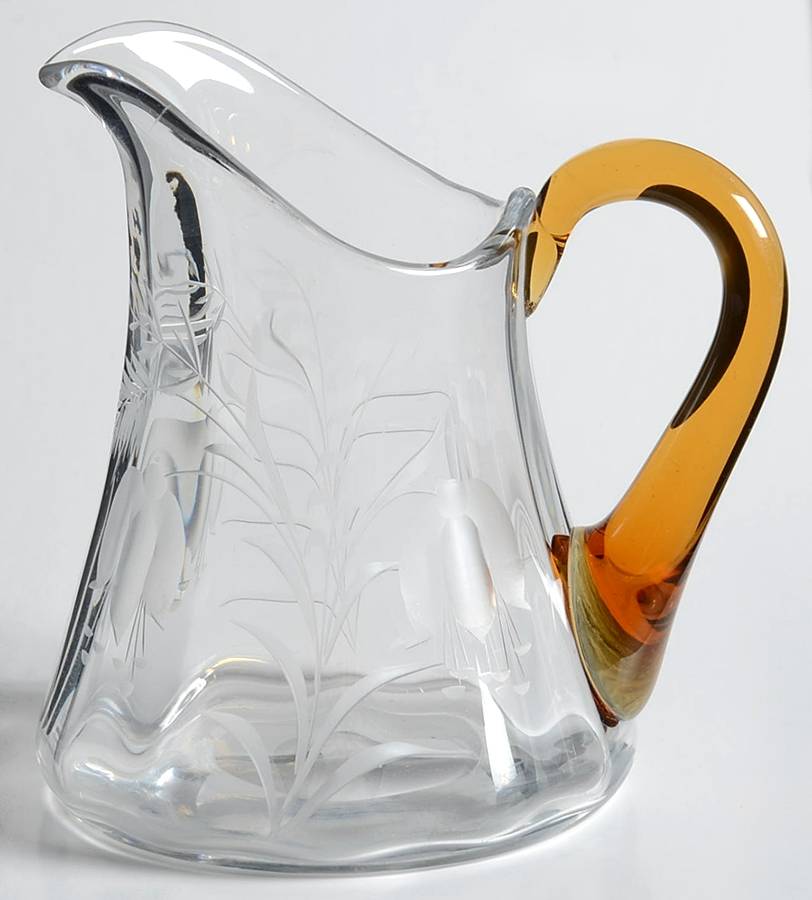 Cut 405 Amber and Clear Creamer by Tiffin-Franciscan-1