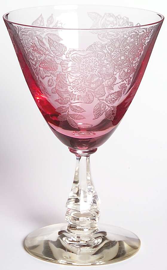 Damask Rose Water Goblet by Tiffin-Franciscan-1