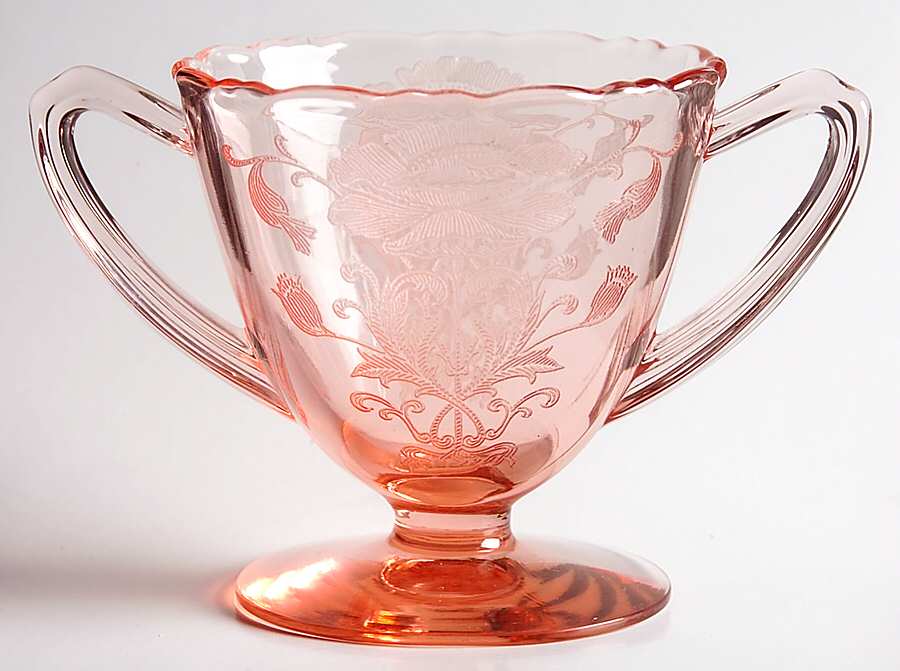 Flanders Pink (Stem 024-15024) Footed Open Sugar by Tiffin-Franciscan-1