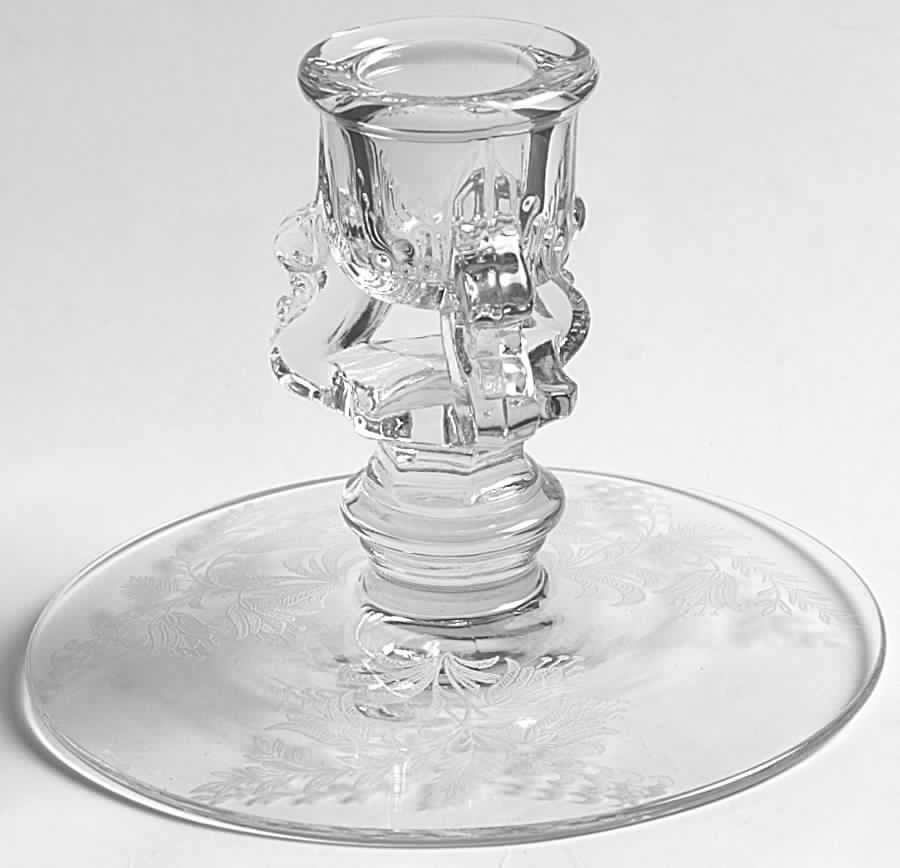 Fuchsia (Etched) Single Light Candlestick by Tiffin-Franciscan-1