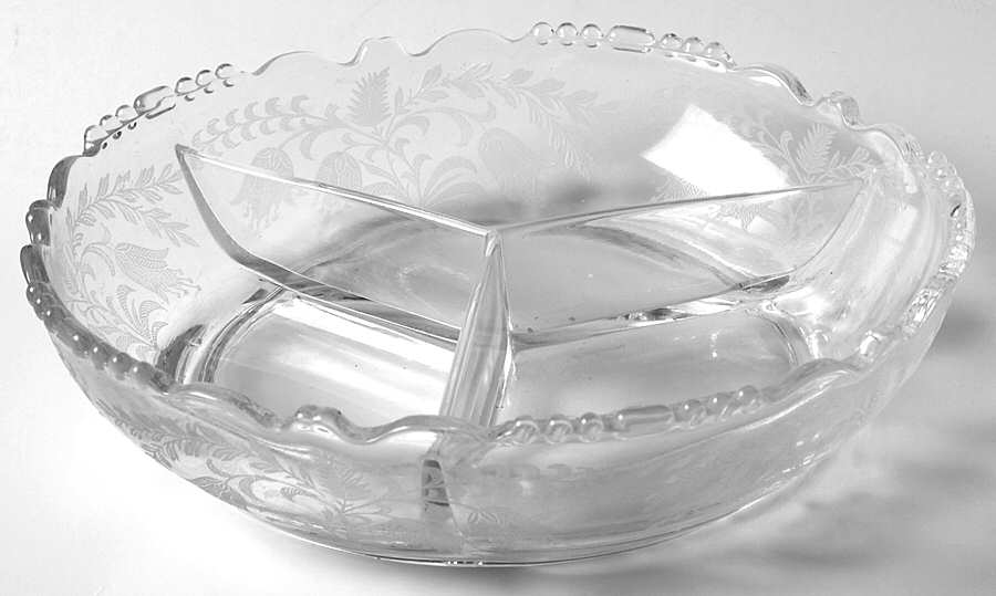 Fuchsia (Etched) 6" Round 3 Part Relish by Tiffin-Franciscan-1