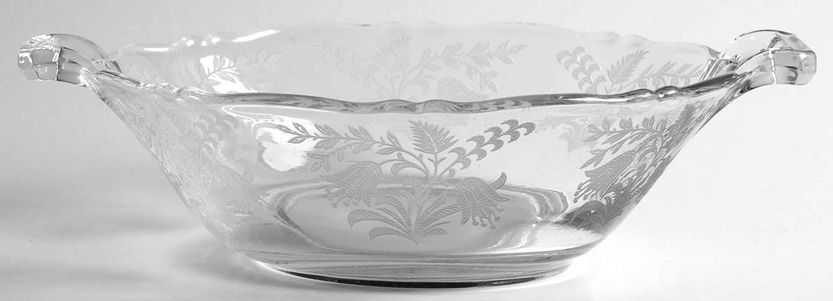 Fuchsia (Etched) Flat Open 2 Handled Jam/Jelly by Tiffin-Franciscan-1