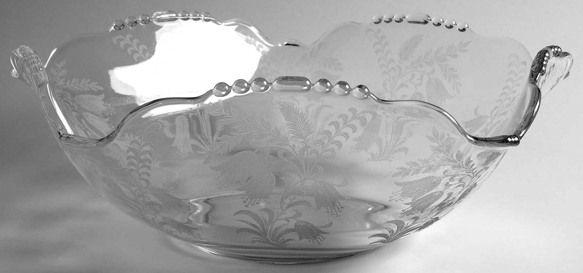 Fuchsia (Etched) 12" Round Crimped Bowl by Tiffin-Franciscan-1