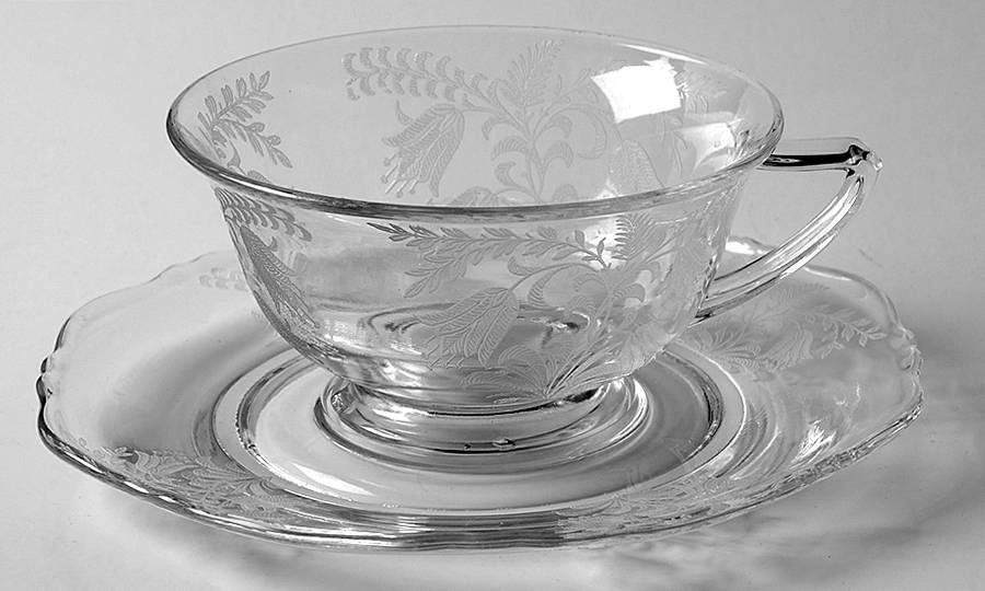 Fuchsia (Etched) Cup & Saucer Set by Tiffin-Franciscan-1