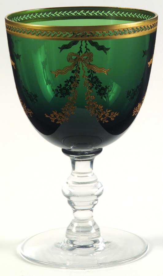 Green Bouquet Water Goblet by Tiffin-Franciscan-1