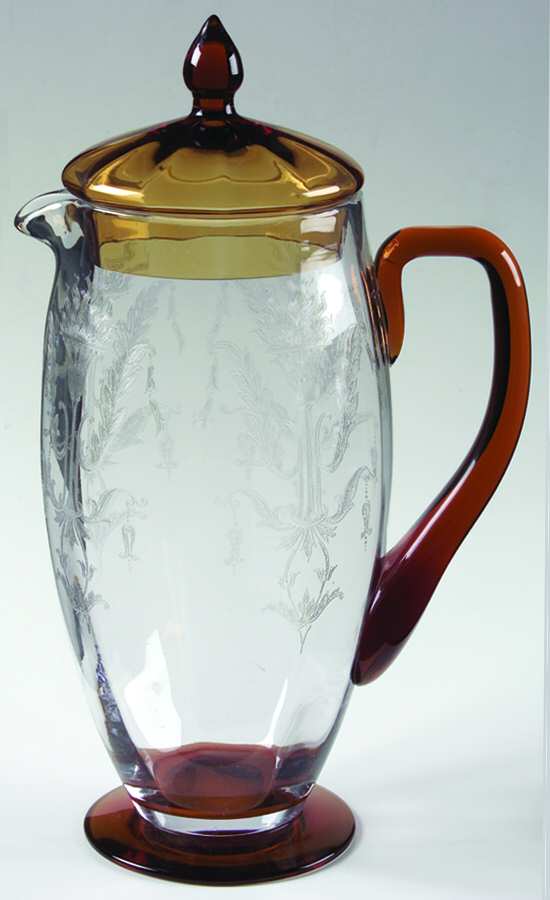 Julia Amber (Amber Stem and Foot, Stem 15011) Pitcher & Lid by Tiffin-Franciscan-1