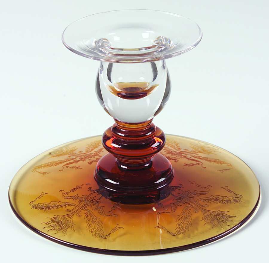 Julia Amber (Amber Stem and Foot, Stem 15011) Single Light Candlestick by Tiffin-Franciscan-1