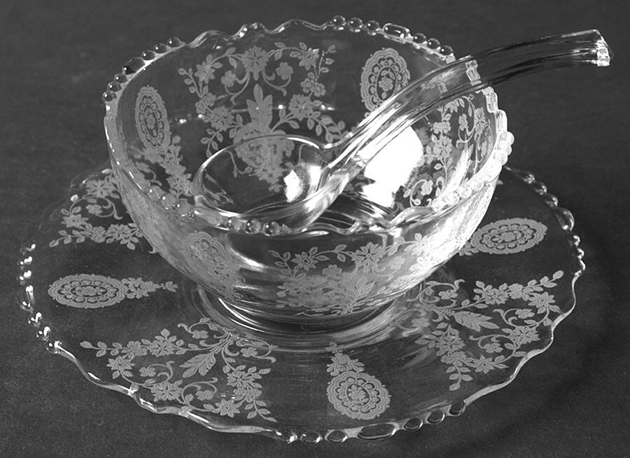 June Night (No Trim) Mayonnaise Bowl, Underplate and Ladle by Tiffin-Franciscan-1