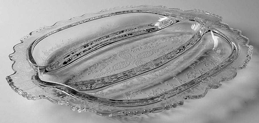June Night (No Trim) 12" Oval 3 Part Celery/Relish by Tiffin-Franciscan-1