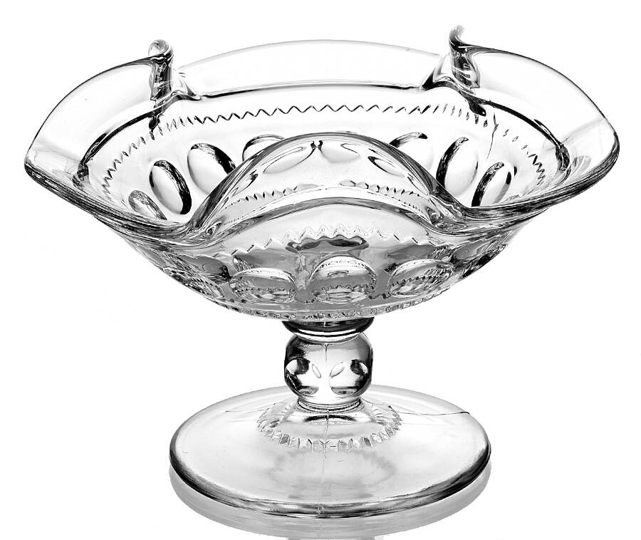 King's Crown-Clear Footed Triangular Bowl by Tiffin-Franciscan-1