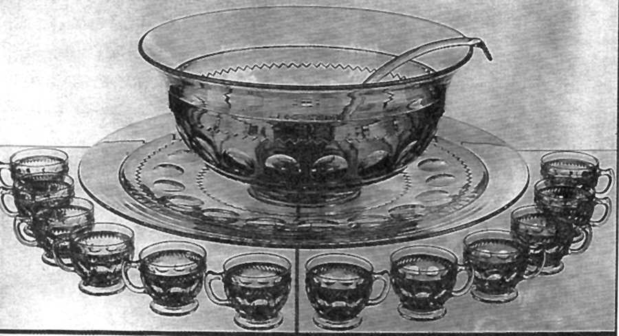 King's Crown-Clear (15 Piece) Punch Set (Bowl, Plate, Ladle, 12 Cups) by Tiffin-Franciscan-1