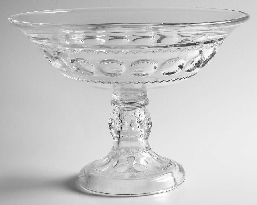 King's Crown-Clear Round Compote (Height X Width) by Tiffin-Franciscan-1