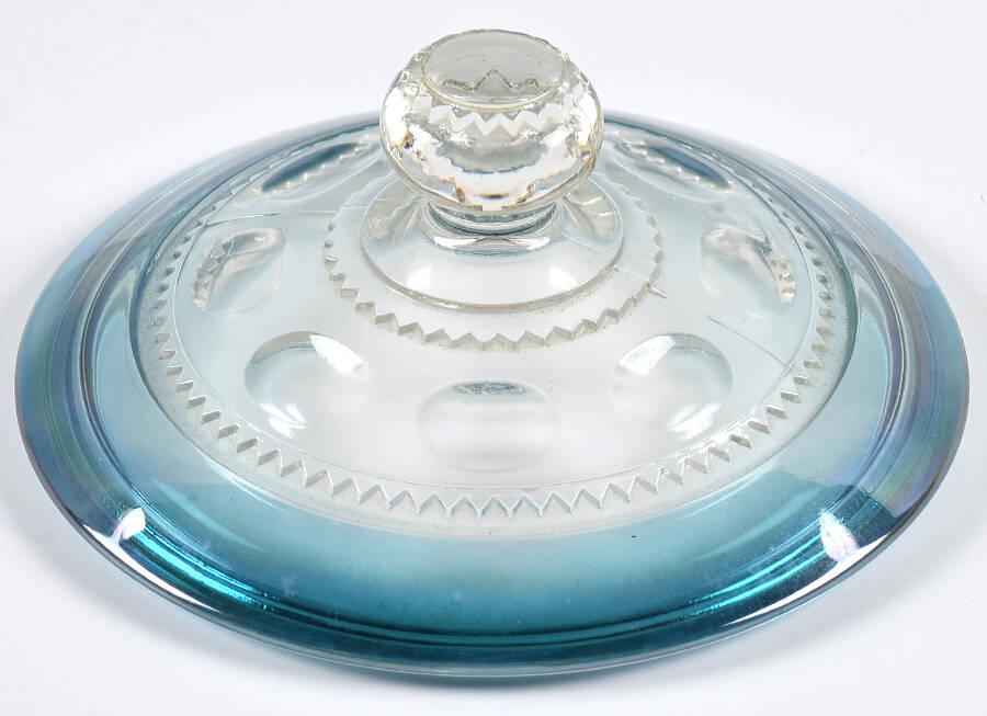 King's Crown-Blue Flashed (Top Only) Lid for 7" Compote by Tiffin-Franciscan-1
