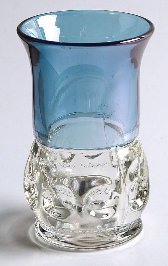 King's Crown-Blue Flashed (Top Only) Flat Juice Glass by Tiffin-Franciscan-1