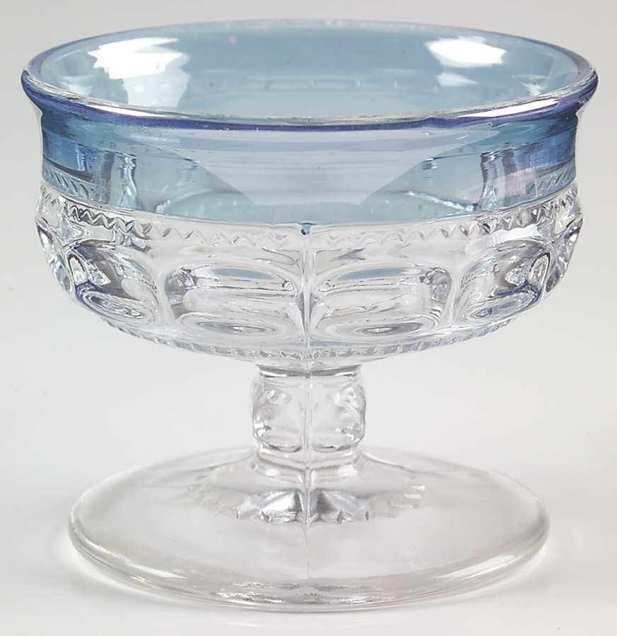 King's Crown-Blue Flashed (Top Only) Champagne/Tall Sherbet by Tiffin-Franciscan-1