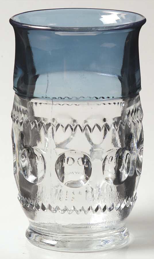 King's Crown-Blue Flashed (Top Only) 10 Oz Flat Tumbler by Tiffin-Franciscan-1