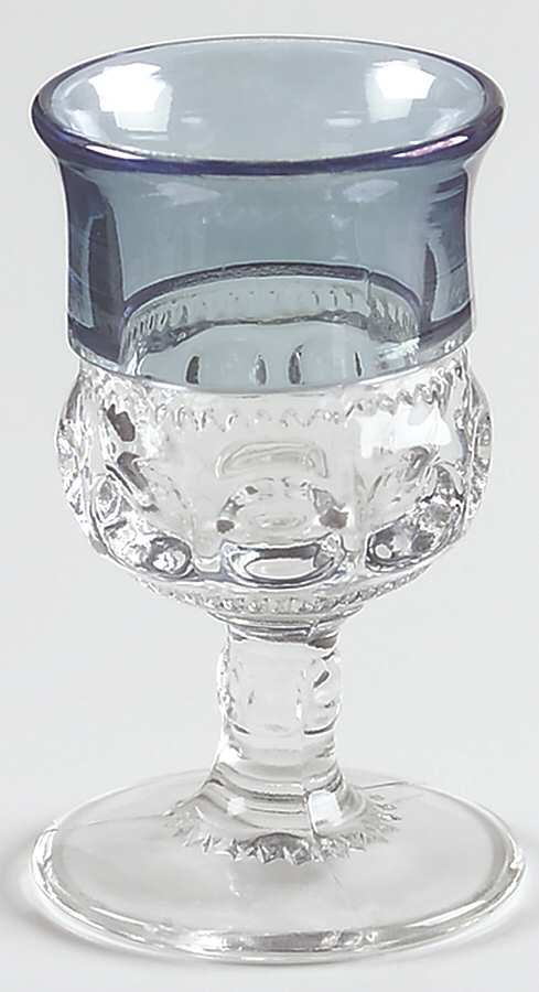 King's Crown-Blue Flashed (Top Only) Wine Glass by Tiffin-Franciscan-1
