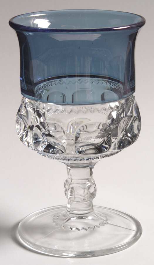 King's Crown-Blue Flashed (Top Only) Water Goblet by Tiffin-Franciscan-1